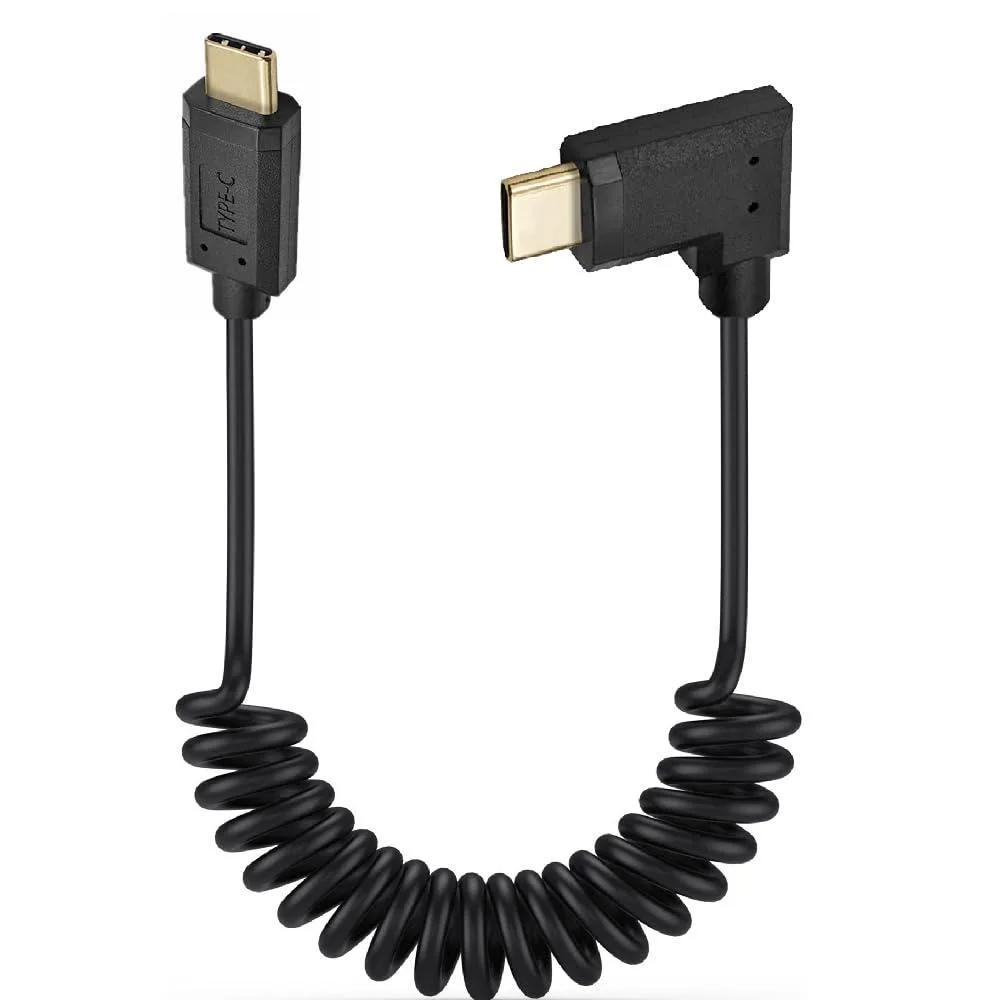BUCIER BUCIER USB 3.1 Type C Coiled Cable 1.8M 10Gbps 3A Double Straight or 90° Angle — product photo