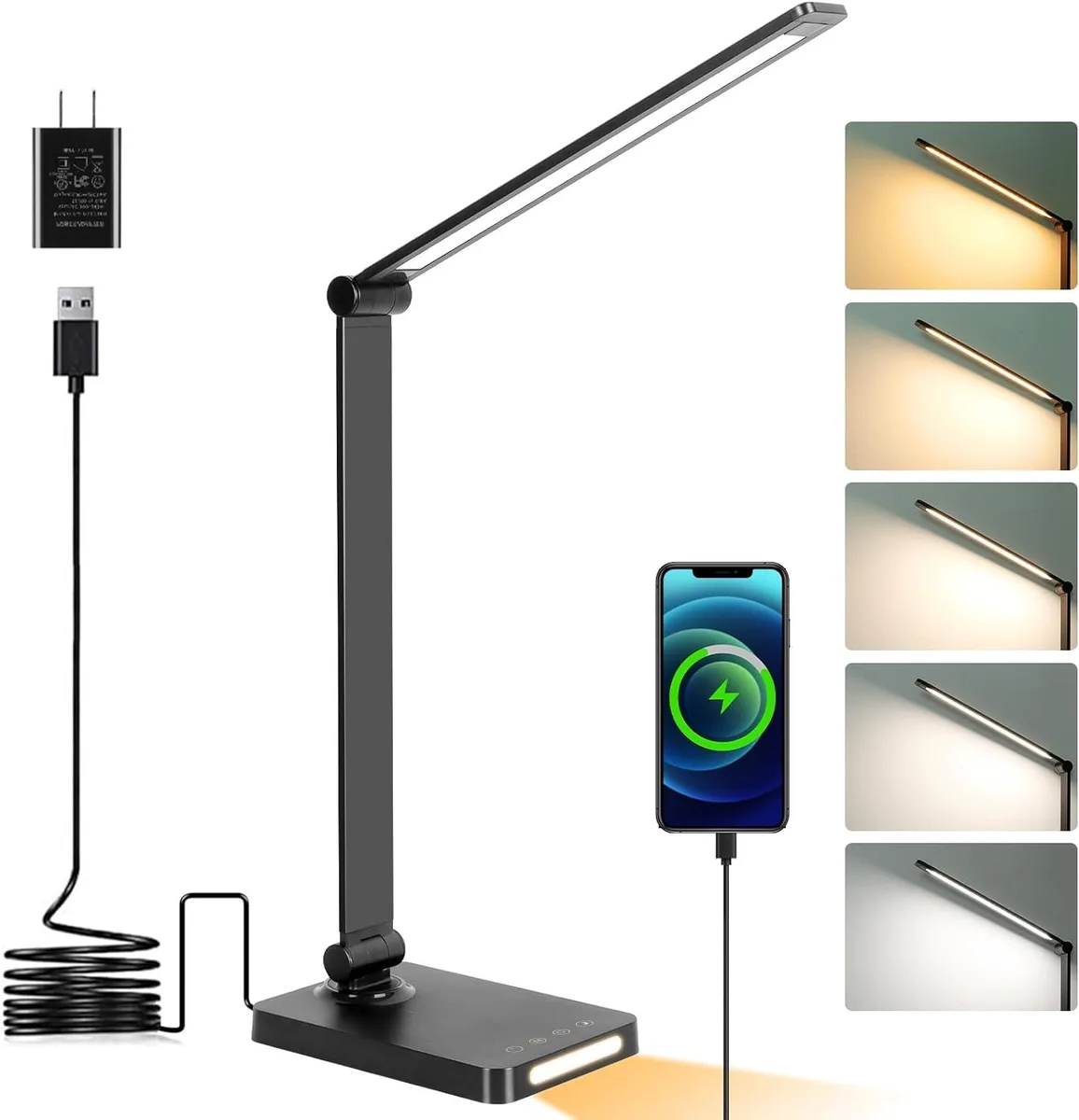 RUOCLRIS RUOCLRIS LED Desk Lamp with USB Ports Black — product photo