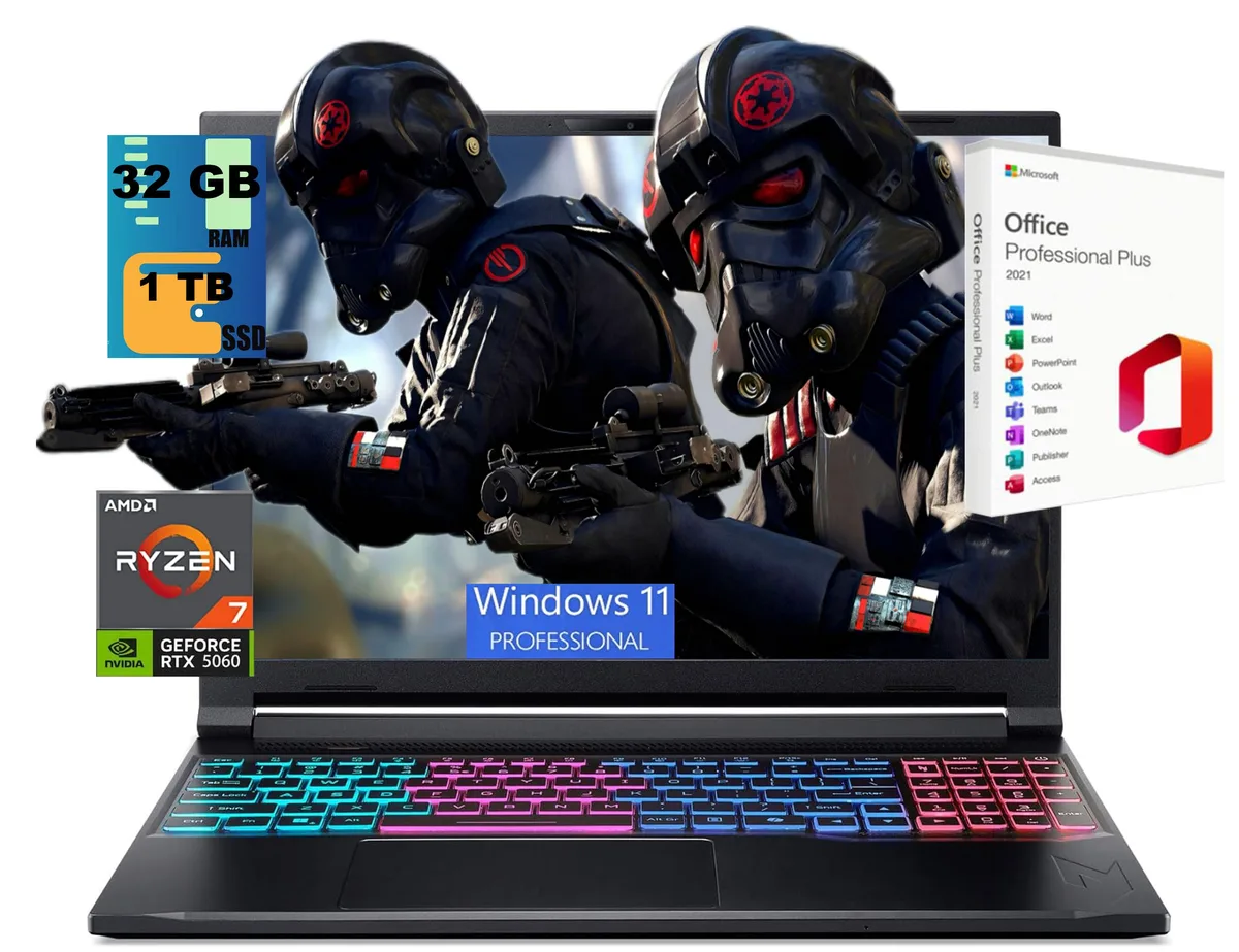 Acer America Acer Nitro V 16S Ryzen 7 260 RTX 5060 32GB 1TB gaming laptop — product photo