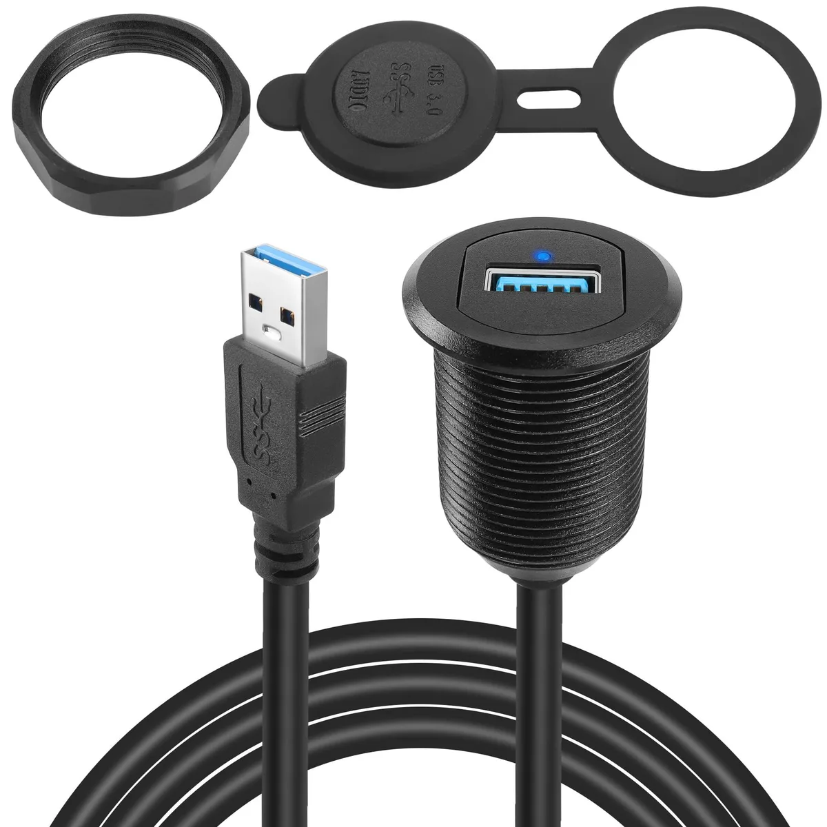 Vszerda Vszerda USB 3.0 Panel Mount Cable Male-Female Waterproof LED 2M — product photo