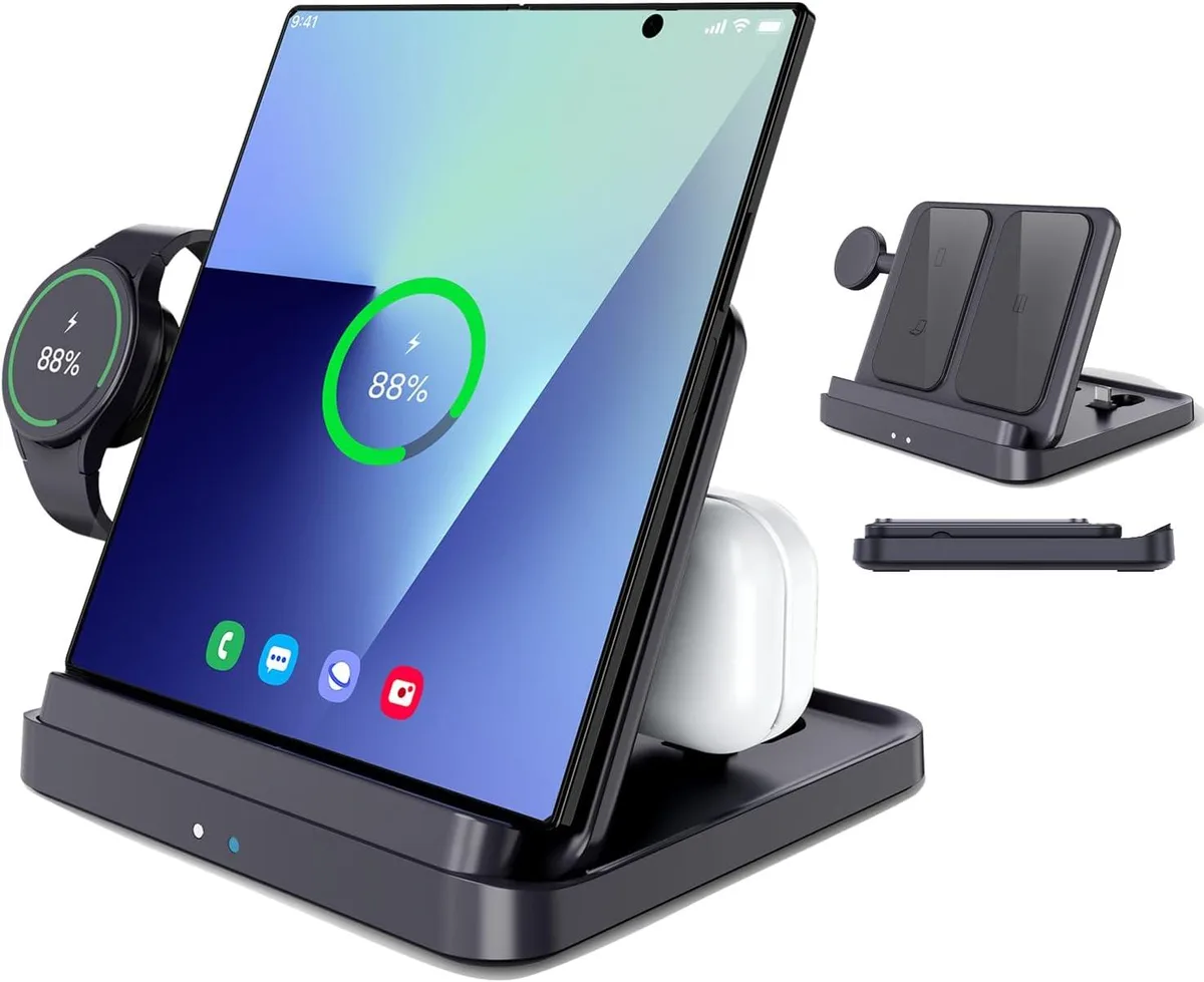 Luisport Luisport 3-in-1 Foldable Wireless Charger for Galaxy Z Fold 7 6 5 4 Z Flip 7 6 5 4 Watch Buds — product photo