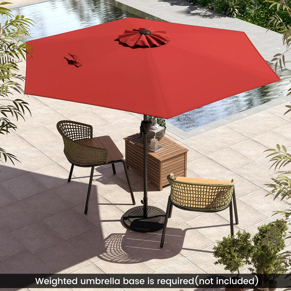 Burgundy 7.5 ft patio umbrella with crank and tilt