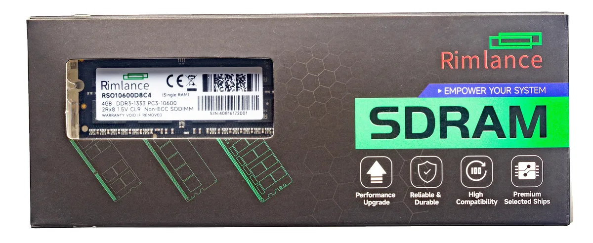 RIMLANCE RIMLANCE 4GB 1.5V DDR3 1333MHz PC3-10600 SODIMM 2RX8 — product photo