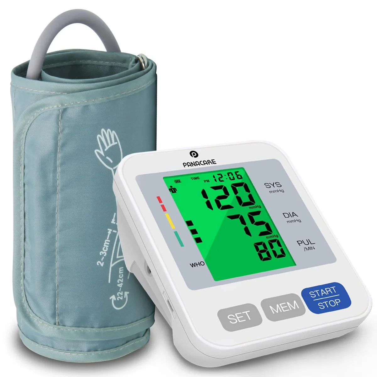  P PANACARE BSX516 Blood Pressure Monitor, Wide Cuff 8.7–16.5 in, 3.4 in LCD, 198 Readings — product photo