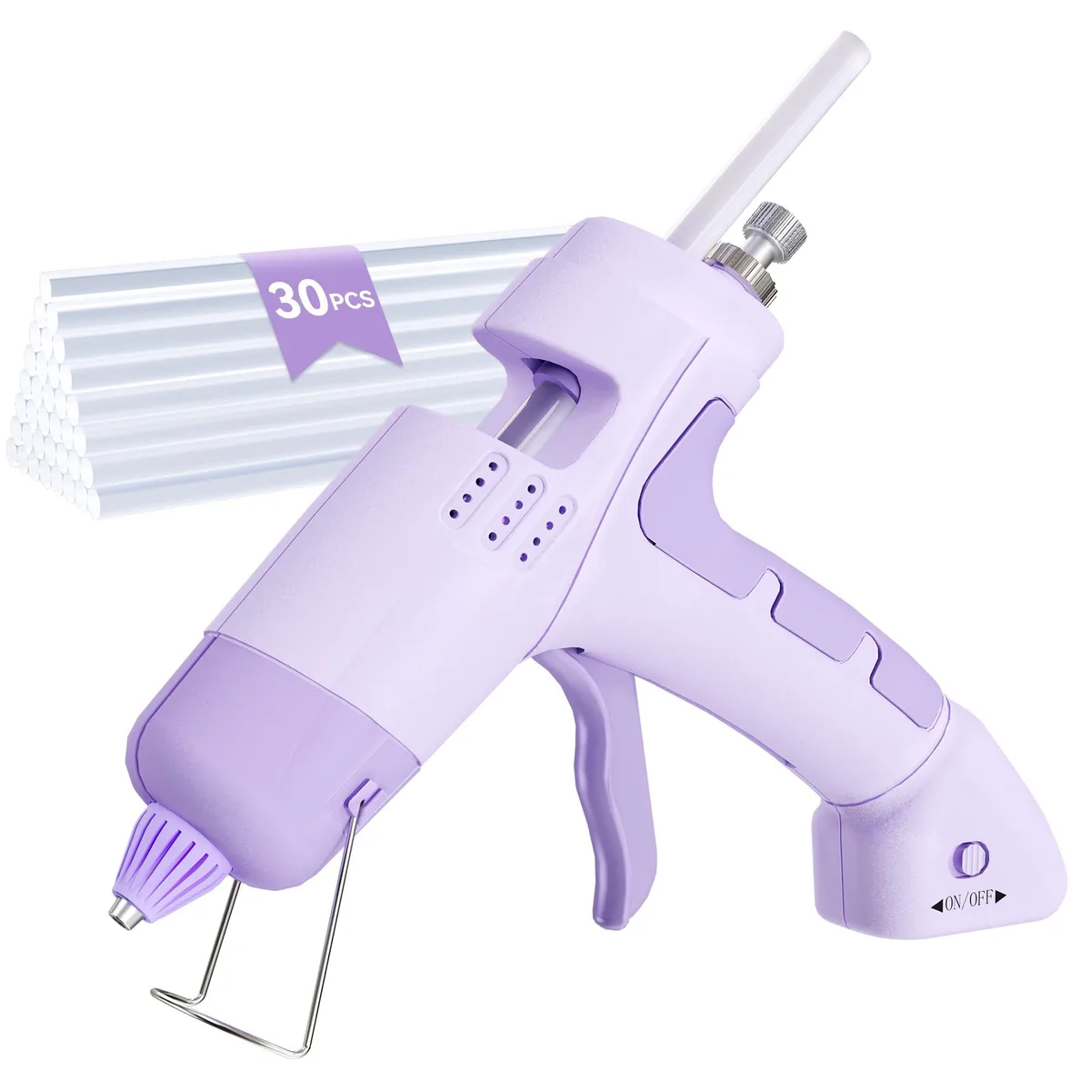  Advantus Cordless Hot Glue Gun Kit 30 Sticks 2600mAh Purple — product photo