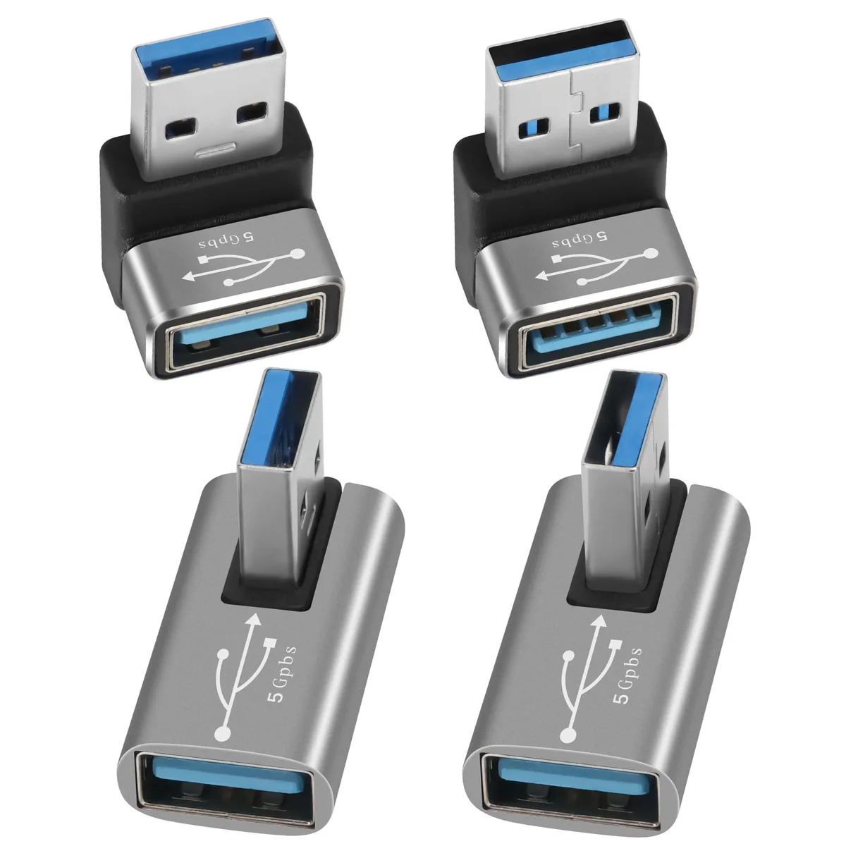 BUCIER BUCIER 90 Degree USB 3.0 Adapter 4 Pack Up and Down Left and Right Angle usb converter — product photo