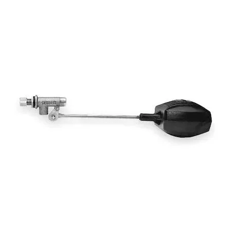 Transparent float valve assembly with brass rod and bronze body, 12 in mounting length