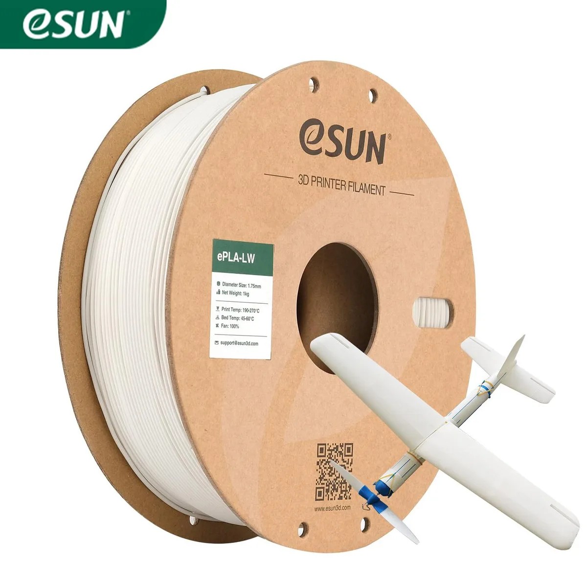 eSUN eSUN Super Lightweight PLA Filament 1.75 mm 1 kg White — product photo