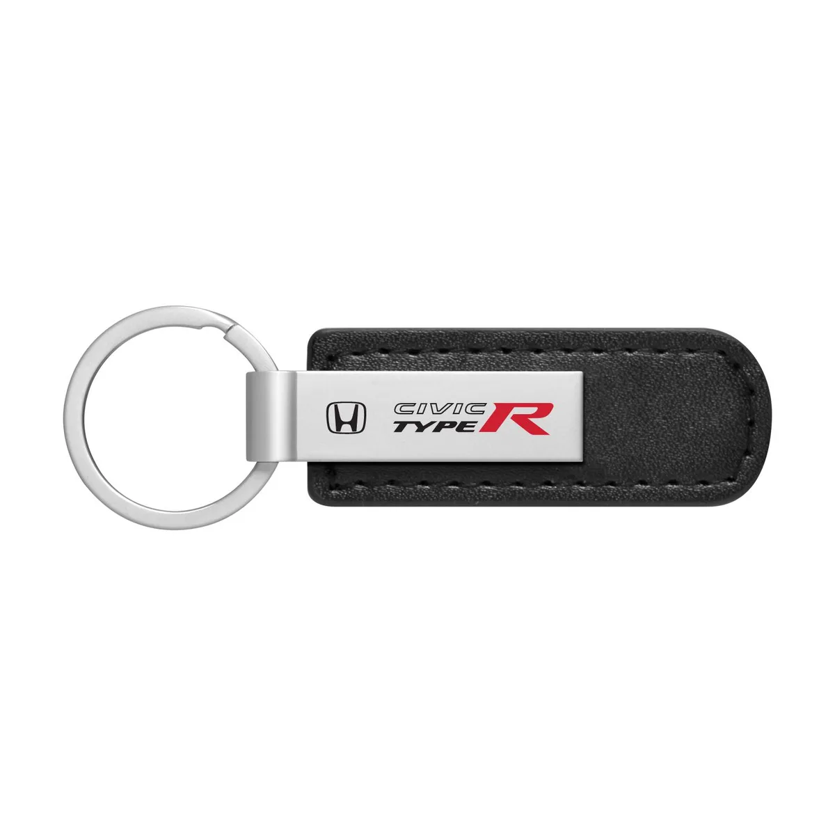 iPick Image, LLC iPick Image, LLC Honda Civic Type-R Silver Metal Black PU Leather Strap Key Chain car electronics accessory — product photo