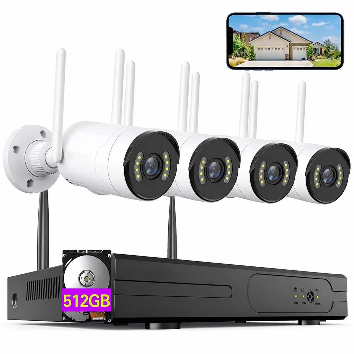 hornbill hornbill 2MP 4-Camera Kit 4-Channel NVR 512GB IP66 Night Vision — product photo