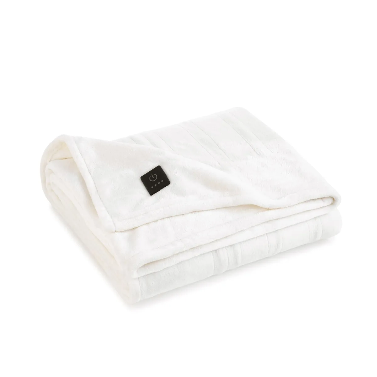 Ivory plush throw, 50 by 60 inches, soft polyester finish