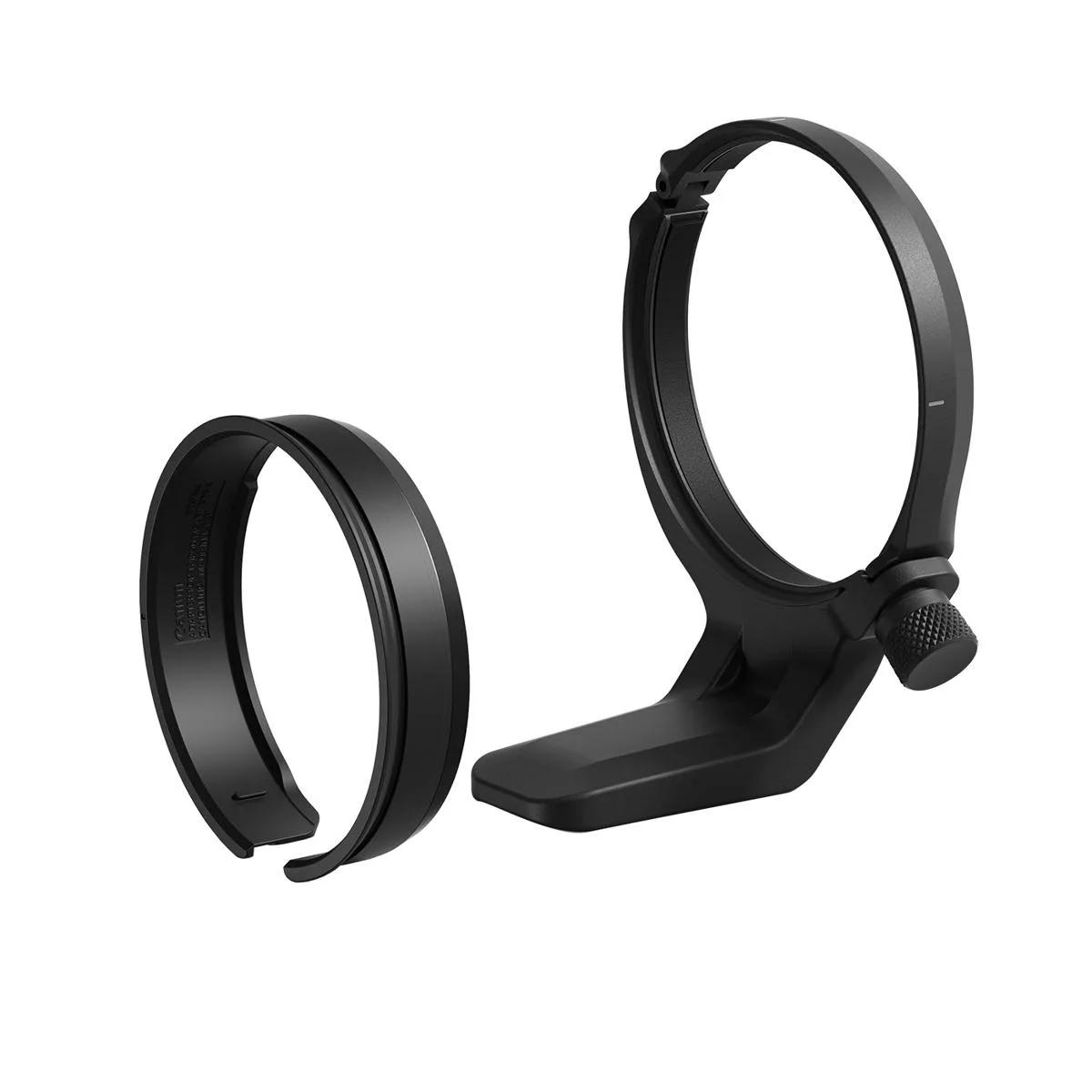 White Canon tripod mount ring and adapter for RF100mm F2.8 lens