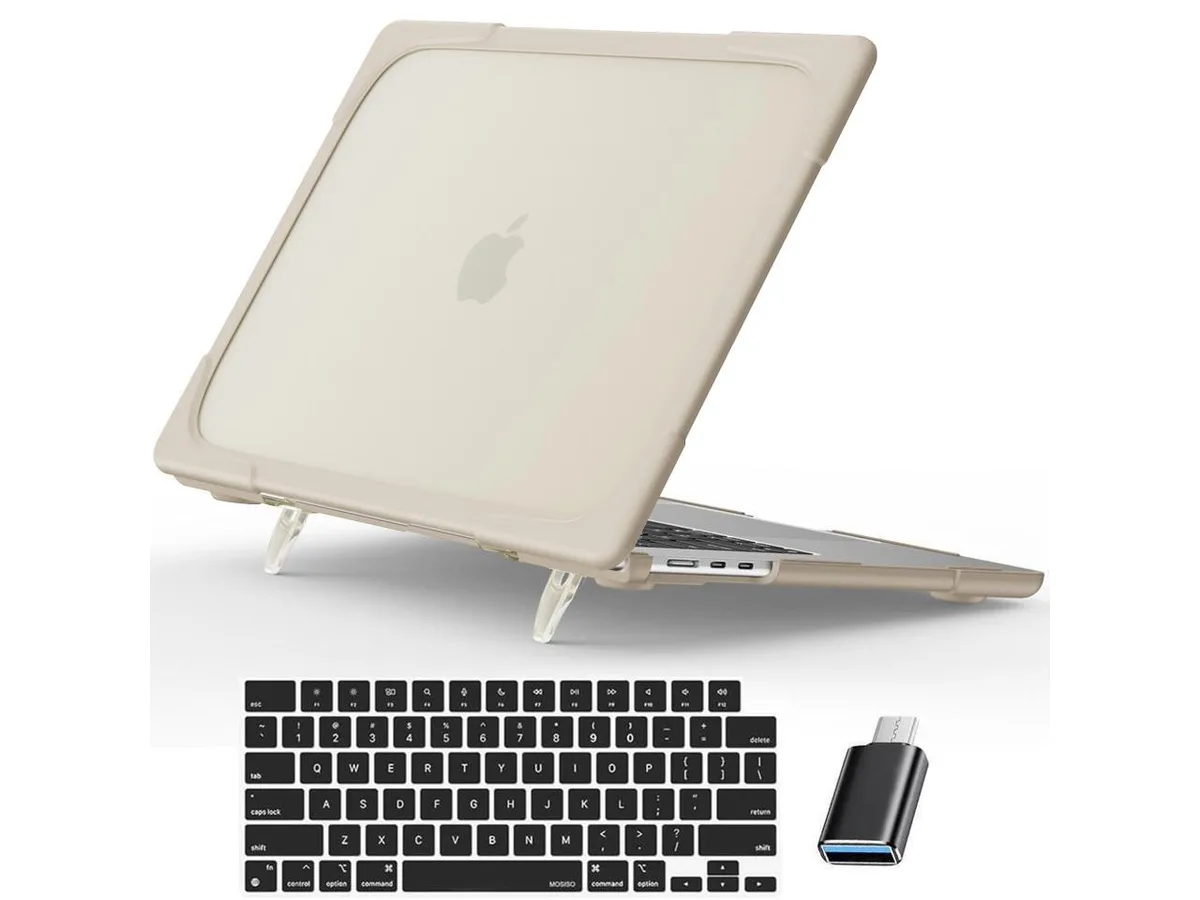 Werleo Werleo MacBook Air 15 inch Case 2023 A2941 Khaki Hard Shell with Kickstand, Keyboard Cover &amp; USB-C Adapter — product photo