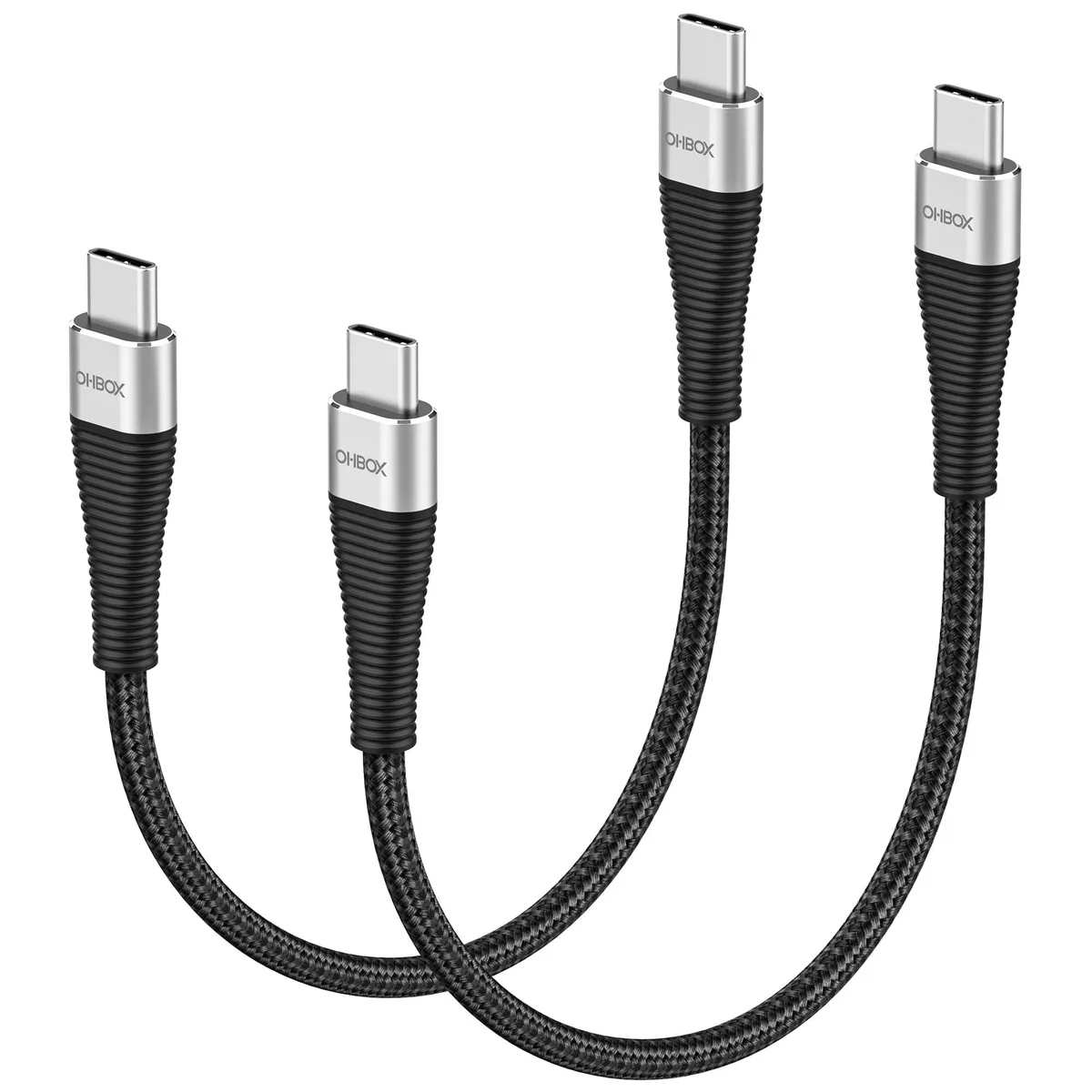  ohbox Samsung Gala USB-C to USB-C Cable 1 ft 100W 2-Pack Black — product photo