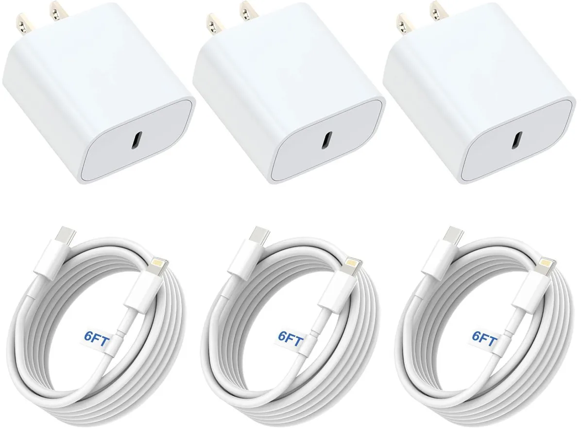 KEHIPI KEHIPI CA-15T 20W USB-C charger 3-pack 6ft cable — product photo