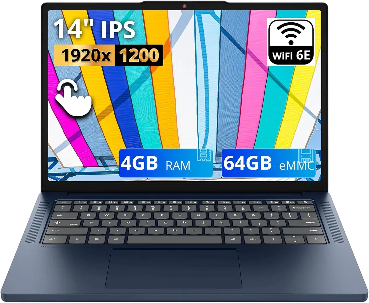 Lenovo Lenovo IdeaPad Slim Chromebook 14" WUXGA Touchscreen MediaTek Kompanio 540 4GB 64GB Blue Stylus — product photo