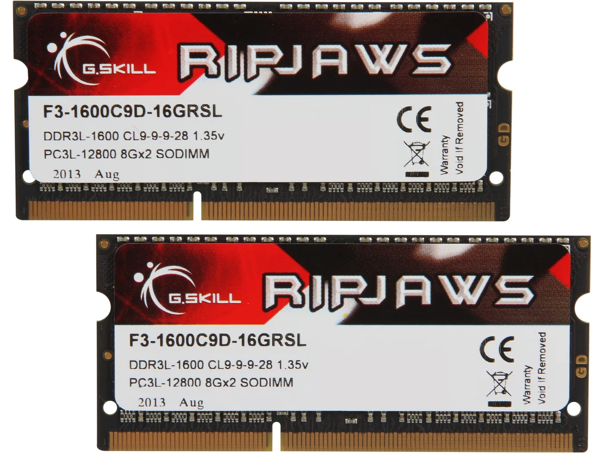 G.SKILL G.SKILL F3-1600C9D-16GRSL 16GB (2 x 8GB) DDR3L 1600 CL9 laptop RAM — product photo