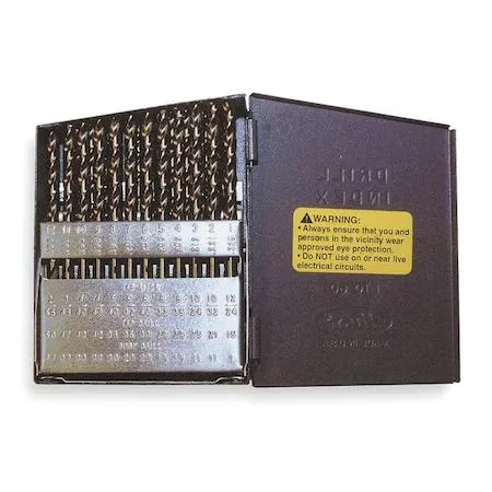 Cle-Line 60-piece black oxide drill bit set in indexed case