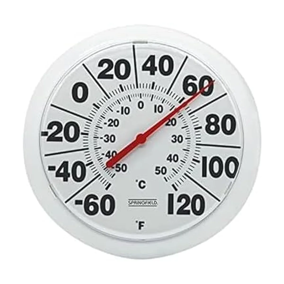 Springfield Indoor Outdoor Big and Bold Dial Thermometer 8-Inch White — product photo