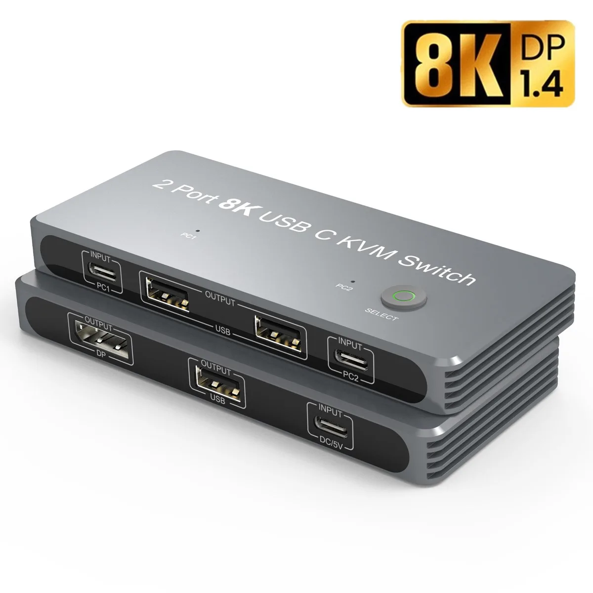 ESTONE ESTONE TJ-A0126 USB-C 8K KVM Switch 2-Port DP 1.4 3xUSB 2.0 — product photo
