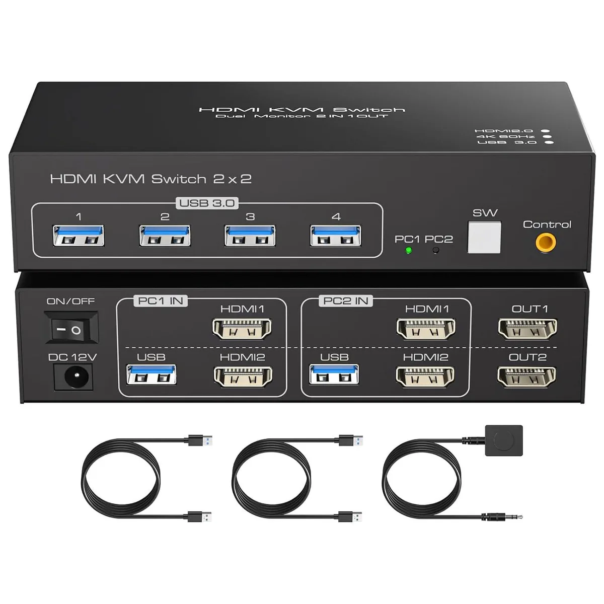 WRIARICH WRIARICH Dual Monitor HDMI KVM Switch 2 PCs 4K 60Hz — product photo