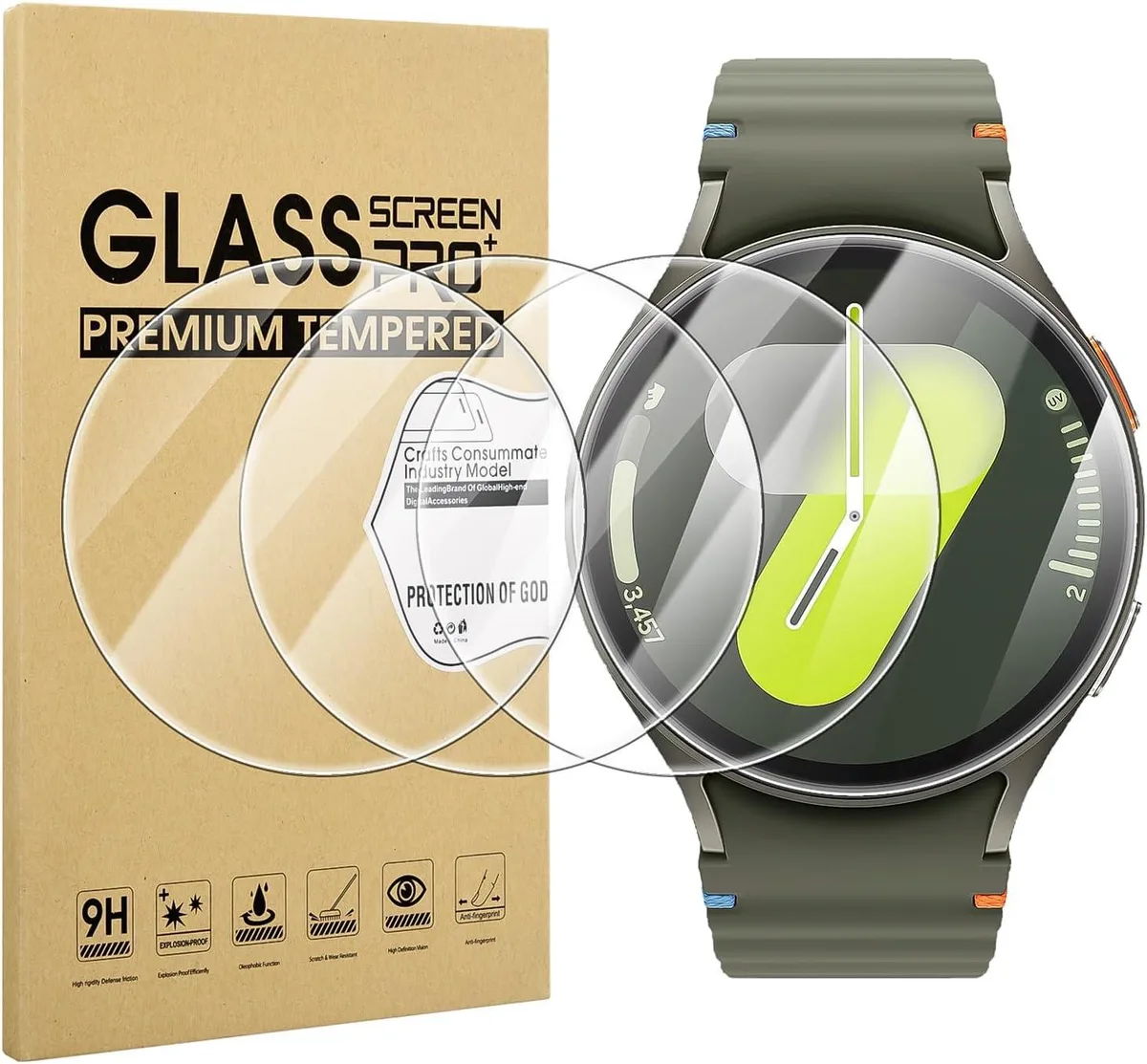 ETEIZU ETEIZU 4-Pack Tempered Glass Screen Protector for Galaxy Watch 7 44mm (2024) 9H Hardness .25mm — product photo