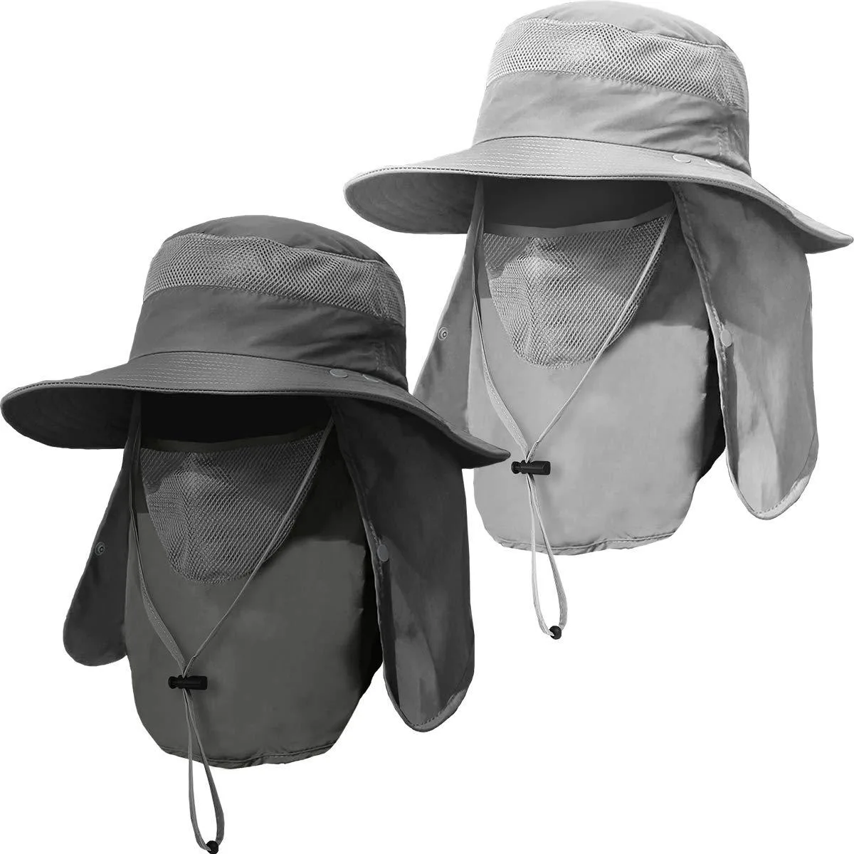  ZEXIAN Wide Brim Fishing Hat 2-Pack UPF 50+ Dark Grey Light Grey — product photo