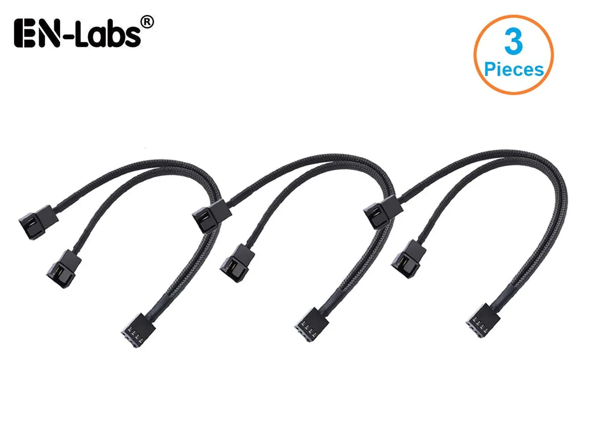 EN-Labs EN-Labs 1-to-2 PWM Fan 4-pin Power Splitter Cable 10 inch 3-Pack — product photo