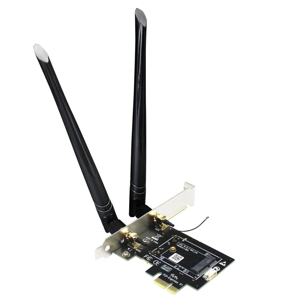 Vszerda Vszerda WA01 M.2 E Key to PCIe x1 WiFi Bluetooth Adapter with 6-dBi SMA Antenna Kits — product photo