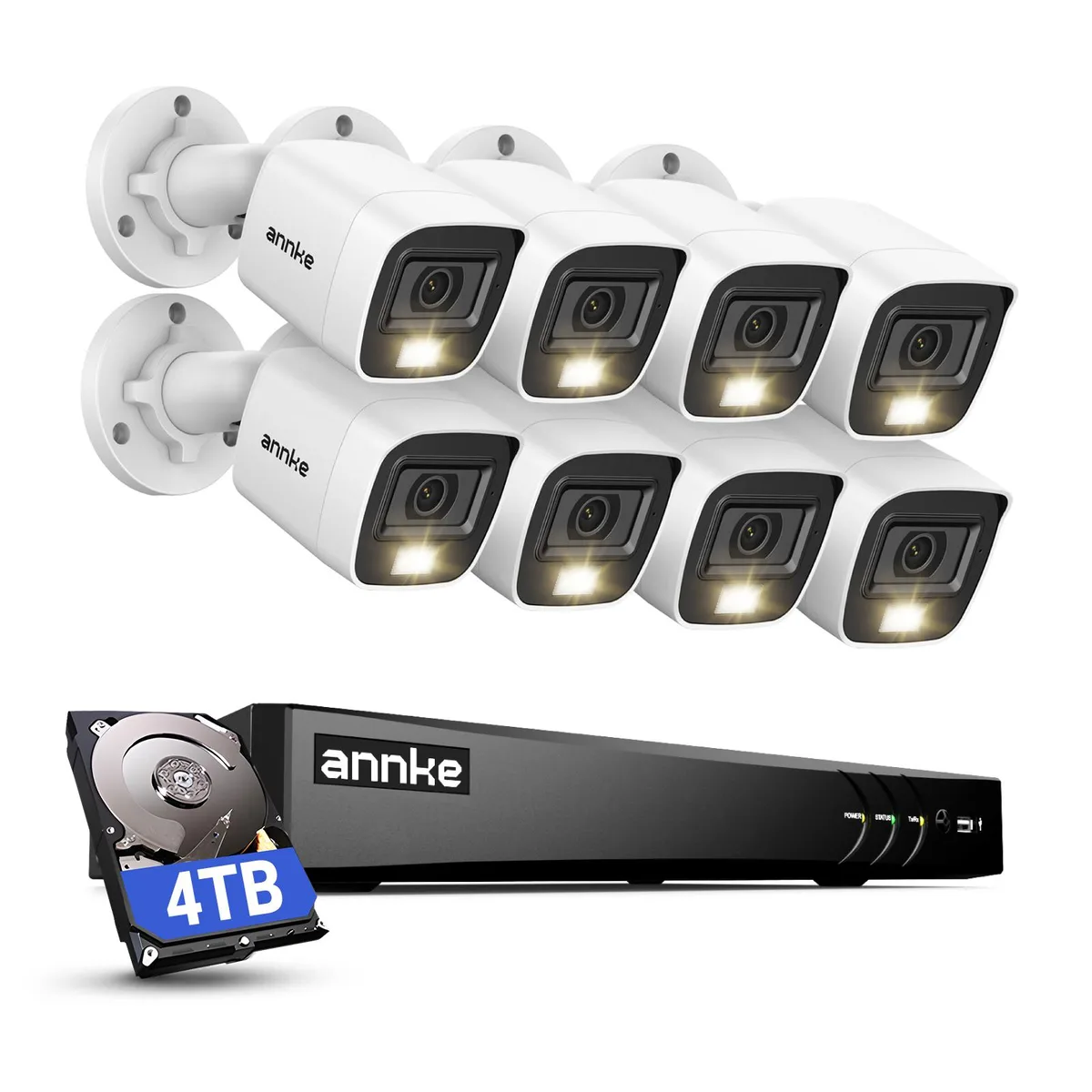 Annke Annke 8CH 4K DVR Surveillance Security System 8×1080P White Cams 4TB HDD — product photo