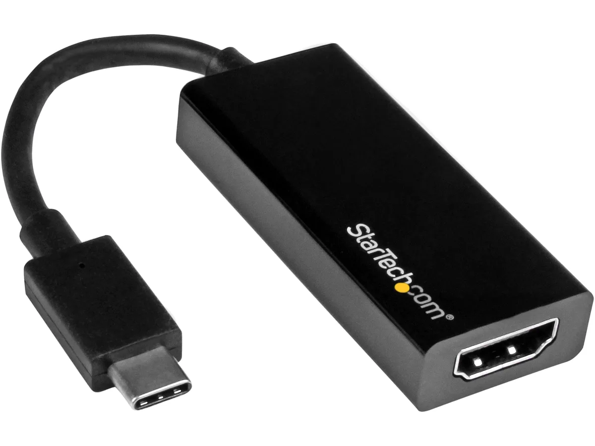 Black USB-C to HDMI adapter, compact dongle form factor