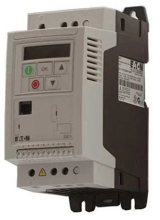 Compact grey metal drive unit with front panel controls and terminal connectors