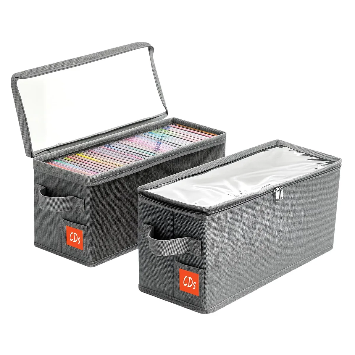  yoyobubu YB-C-PV-2P CD storage box 35 discs 14.4x5.5x6.3 in 2-pack gray — product photo