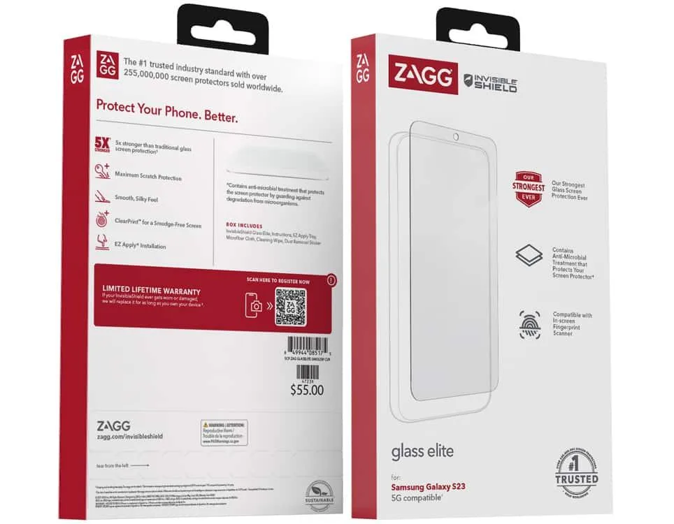 ZAGG ZAGG Invisible Shield Glass Elite Biometric Screen Protector Galaxy S23 — product photo