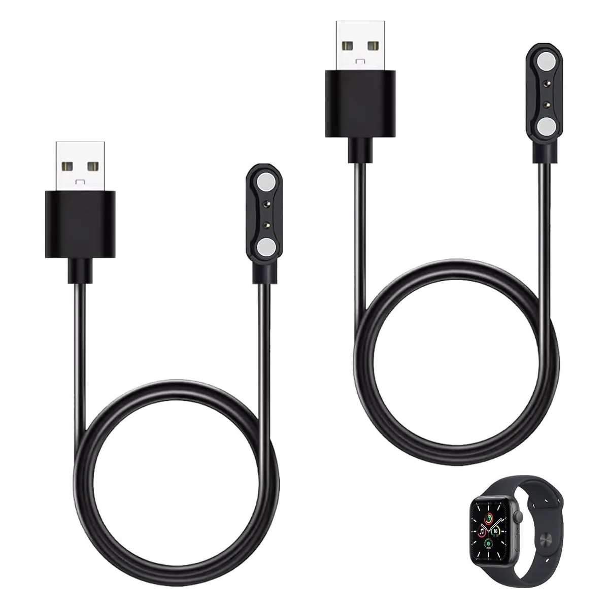 ETEIZU ETEIZU 2-Pack Smart Watch Charger GloryFit 2-Pin Magnetic 60cm Cable Accessory — product photo
