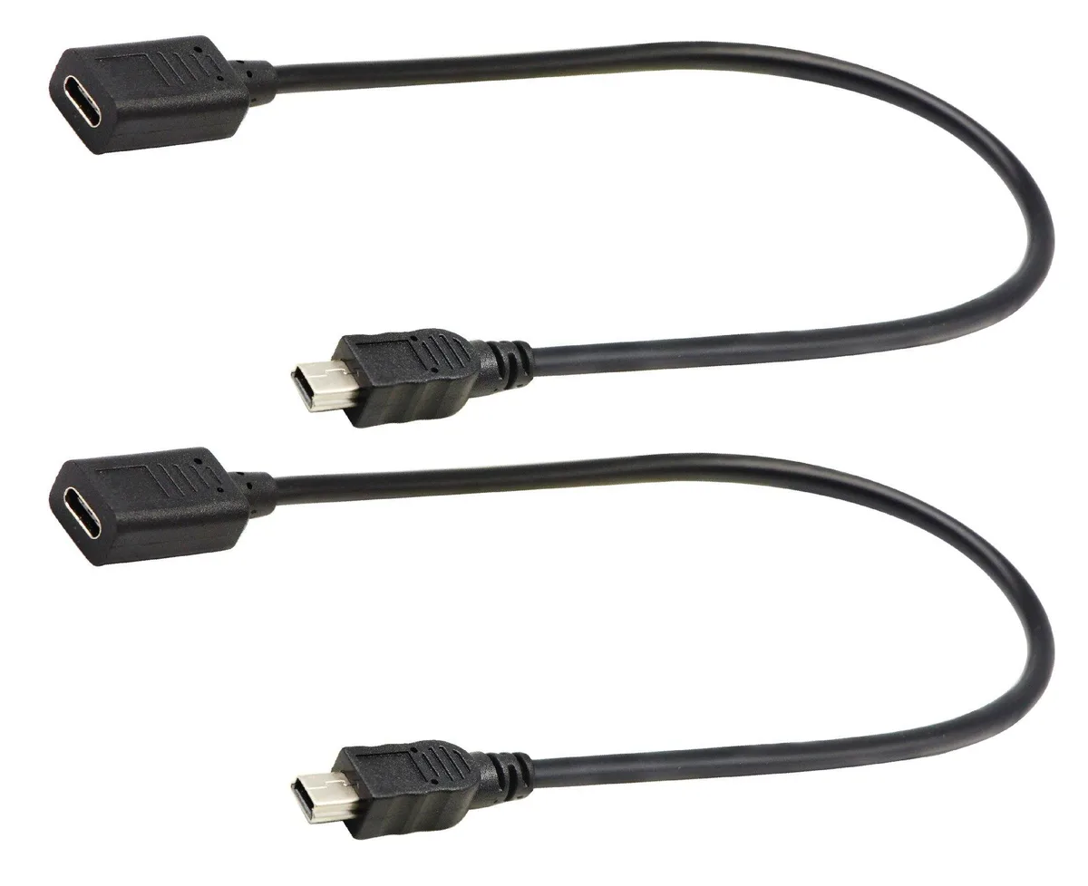 Vszerda Vszerda 2-Pack USB 2.0 Type-C Female to Mini USB B Male Extension Cable 30CM — product photo