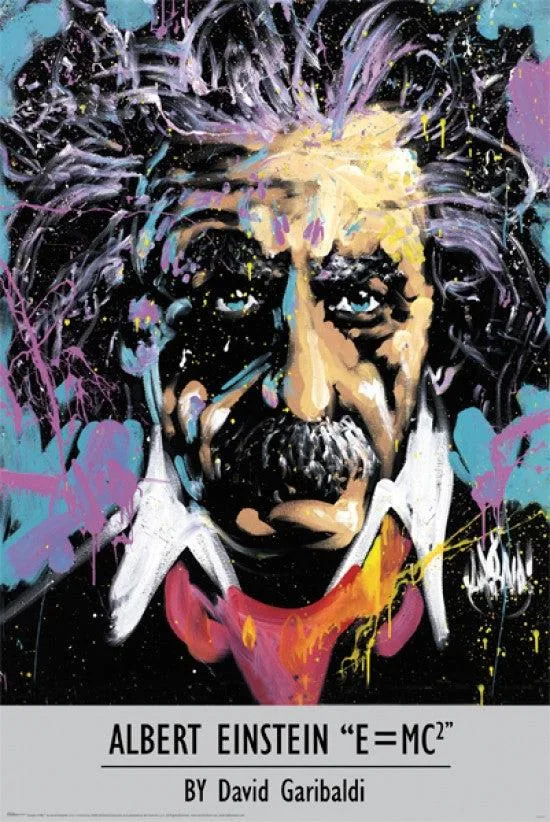 Poster print of Albert Einstein by David Garibaldi, 22 by 34 inches, premium heavy stock paper