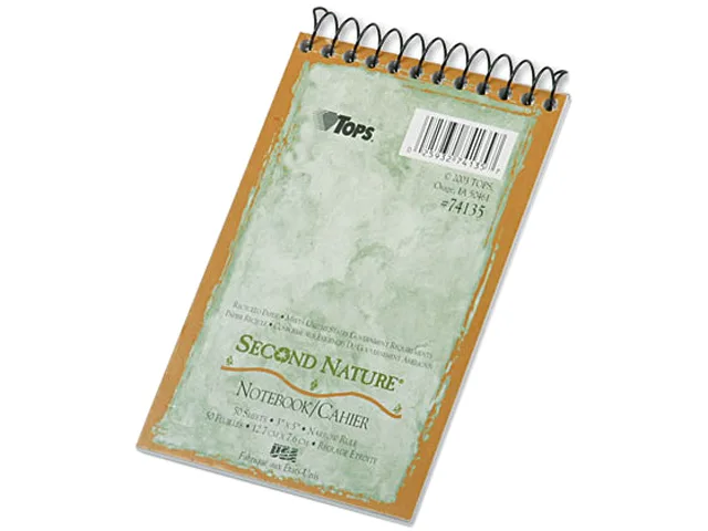 TOPS TOPS 74135 Second Nature Wirebound Notebook, Narrow Rule, 3 x 5, 50 Sheets — product photo