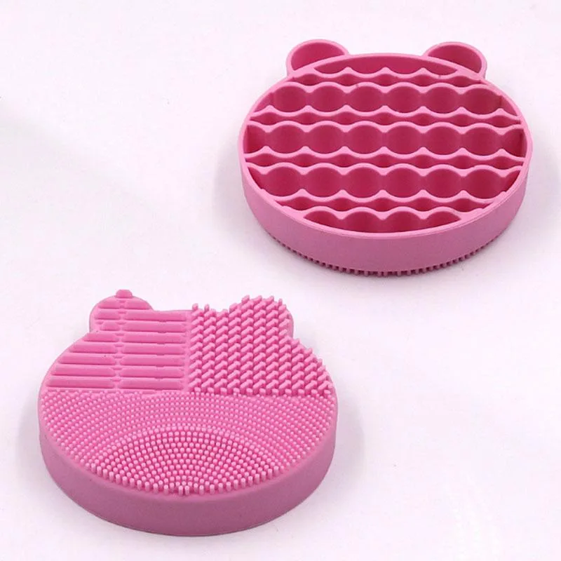 DAXINQI DAXINQI Cute Bear Silicone Brush Cleaner Holder Pink 11*10*2.5cm — product photo
