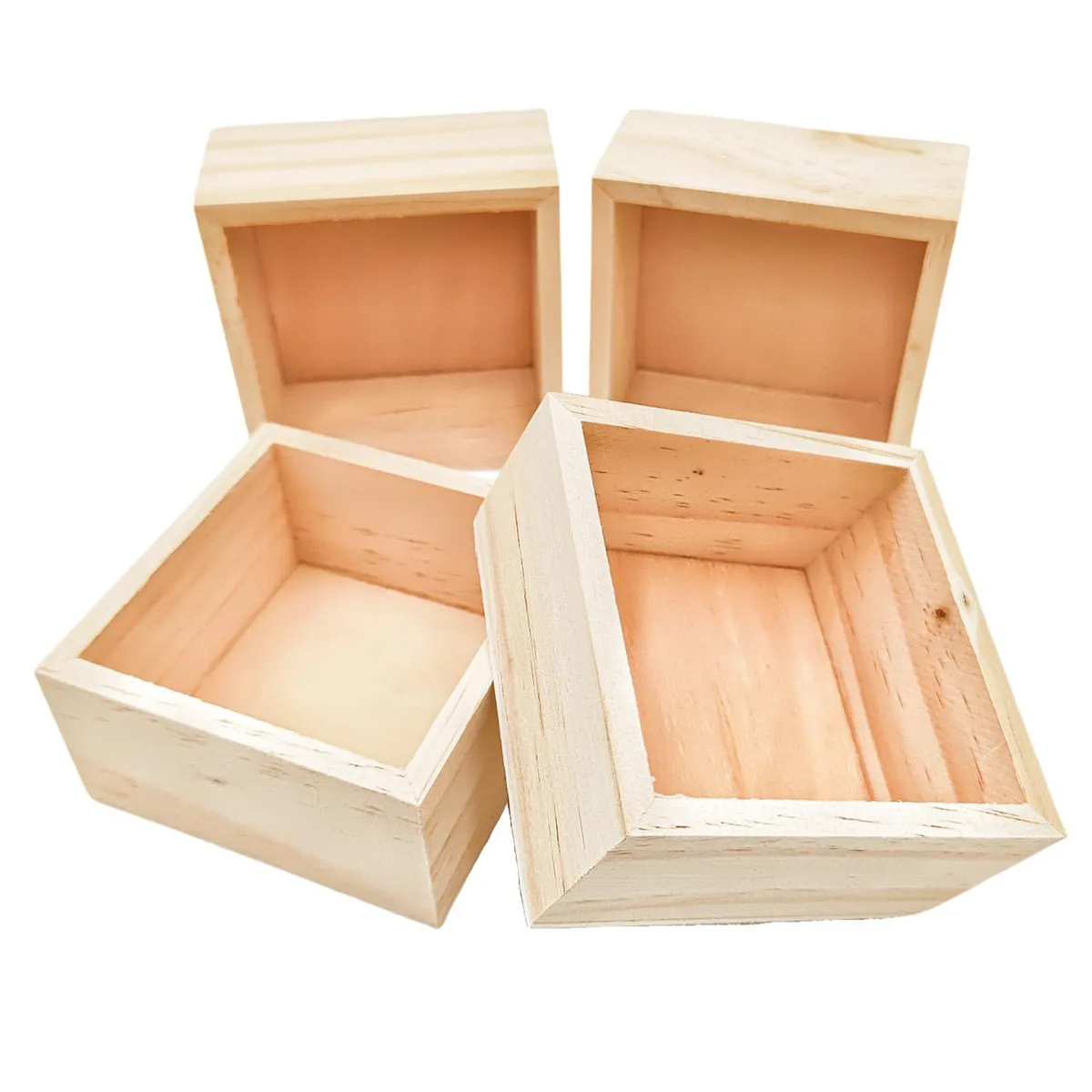 Unfinished Wooden Craft Storage Boxes 4 Pack 3.15 x 1.6 inch — product photo