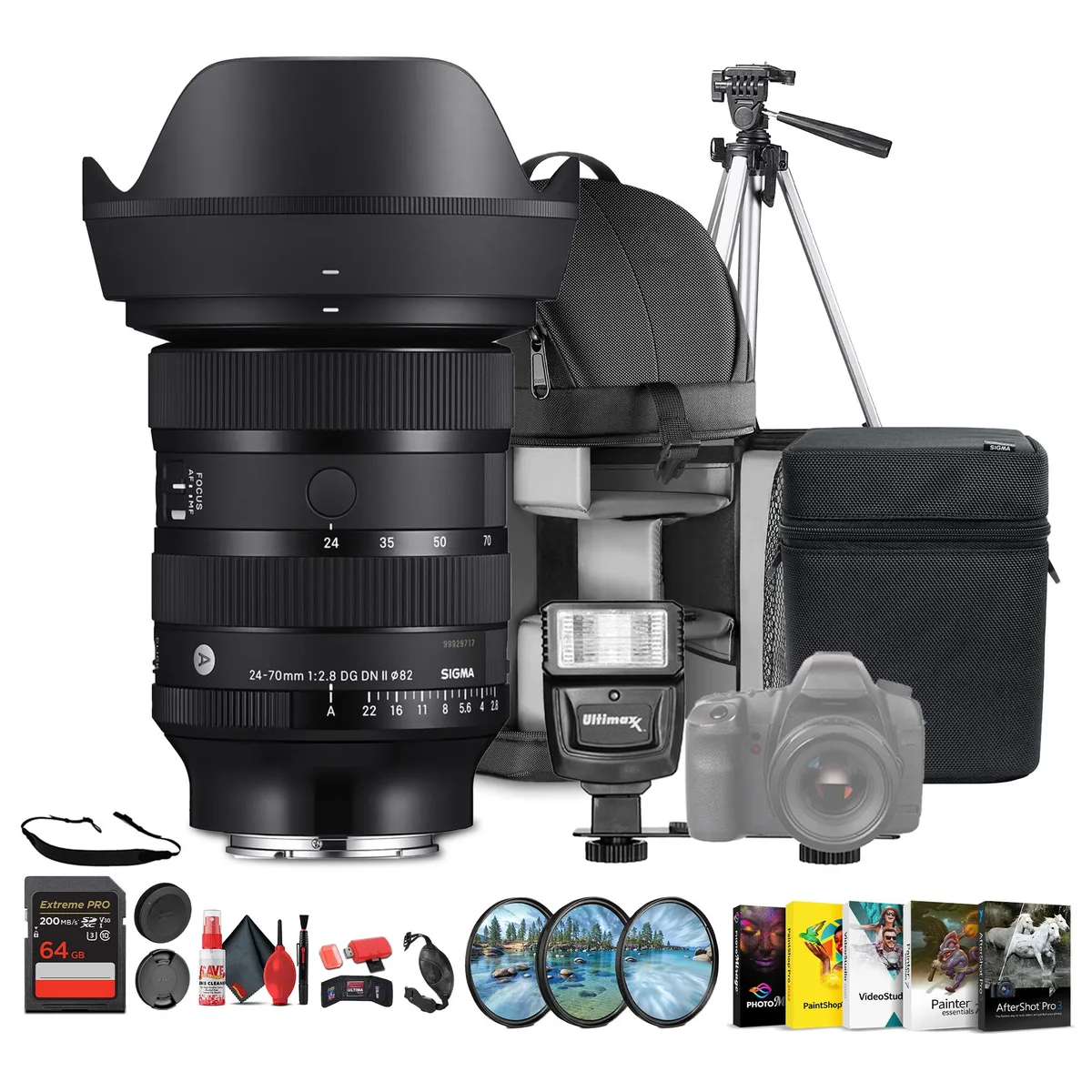 SIGMA SIGMA 24-70mm f/2.8 DG DN II Art Sony E Bundle camera lens — product photo