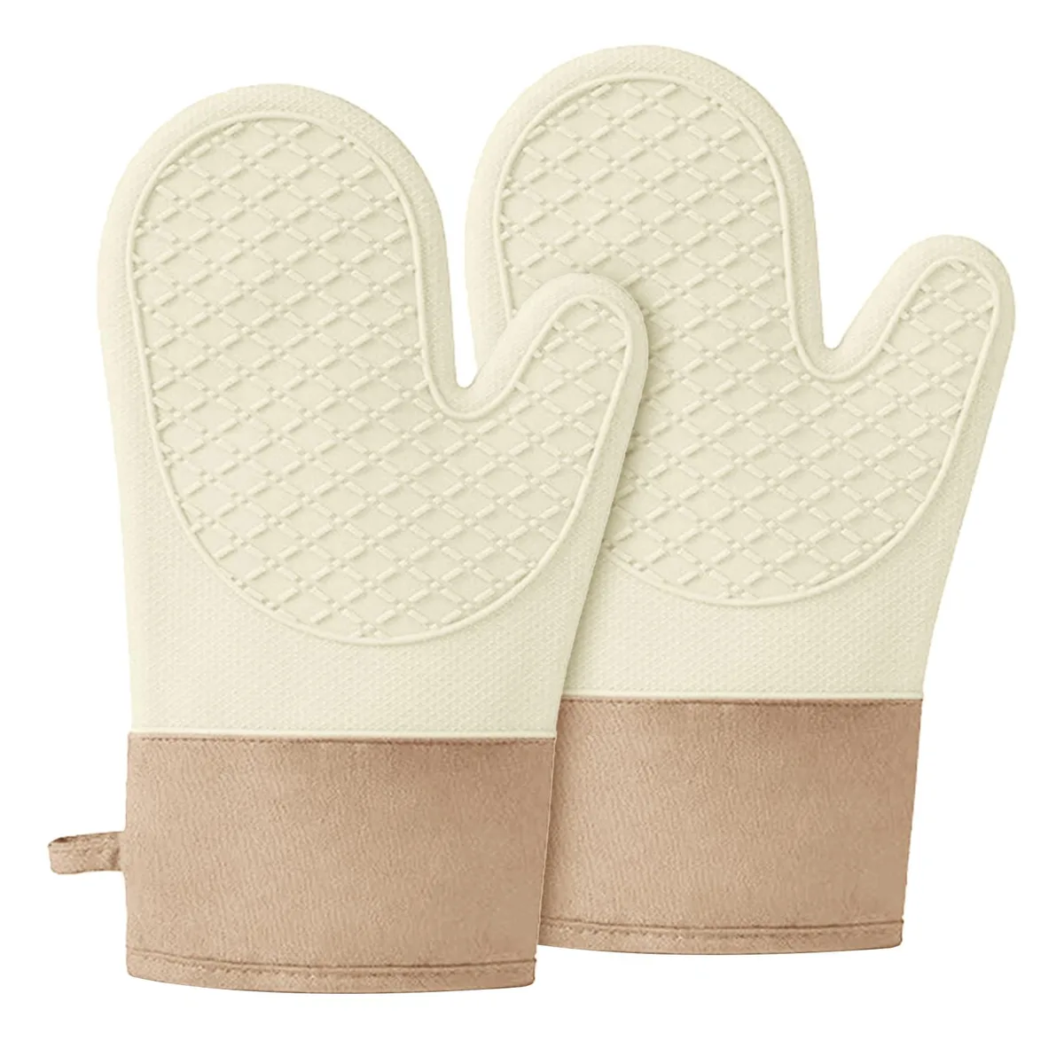 Silicone Oven Mitts beige 1 pair — product photo