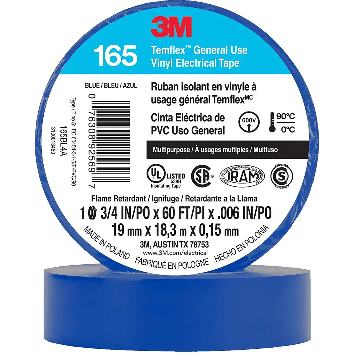 Ten rolls of blue vinyl electrical tape in a pack