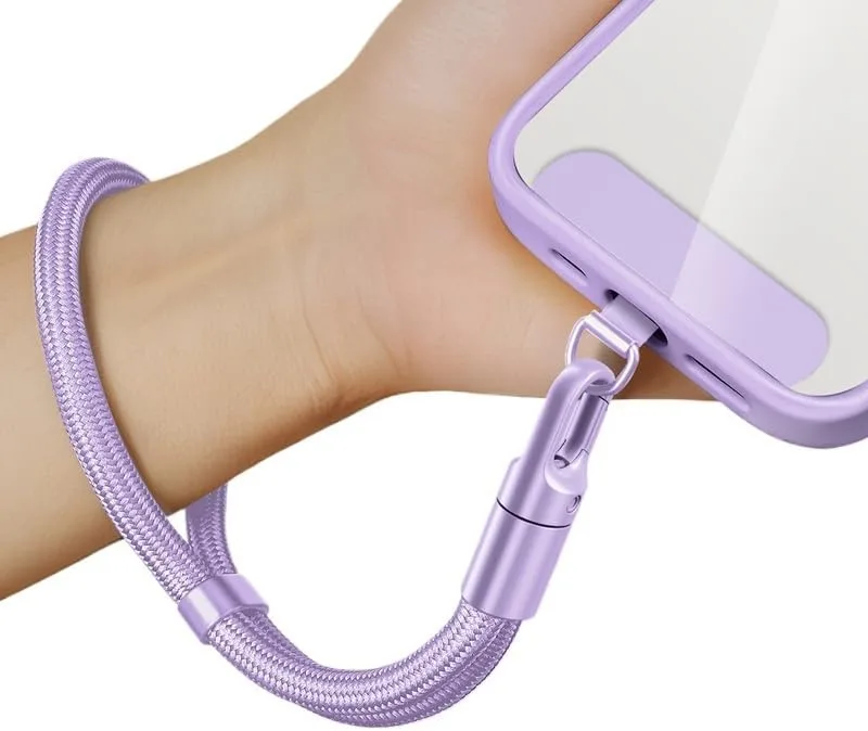 MCHOSE phone wrist strap with stainless patch, adjustable fabric loop, metal clasp