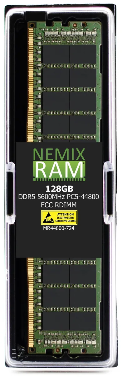 NEMIX RAM NEMIX RAM DDR5 ECC RDIMM 128GB 5600MHz CL46 2Rx4 1.1V 288-PIN Supermicro H14SSF memory upgrade — product photo