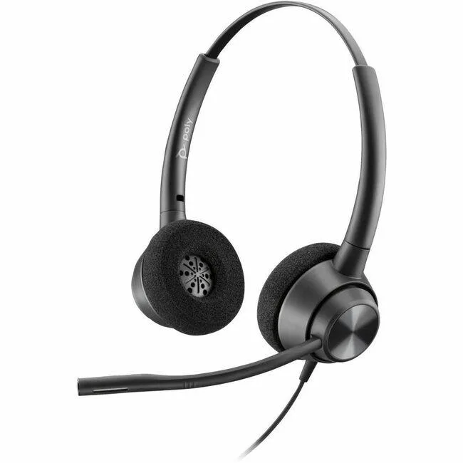 Black wired on-ear stereo headset with noise-cancelling microphone