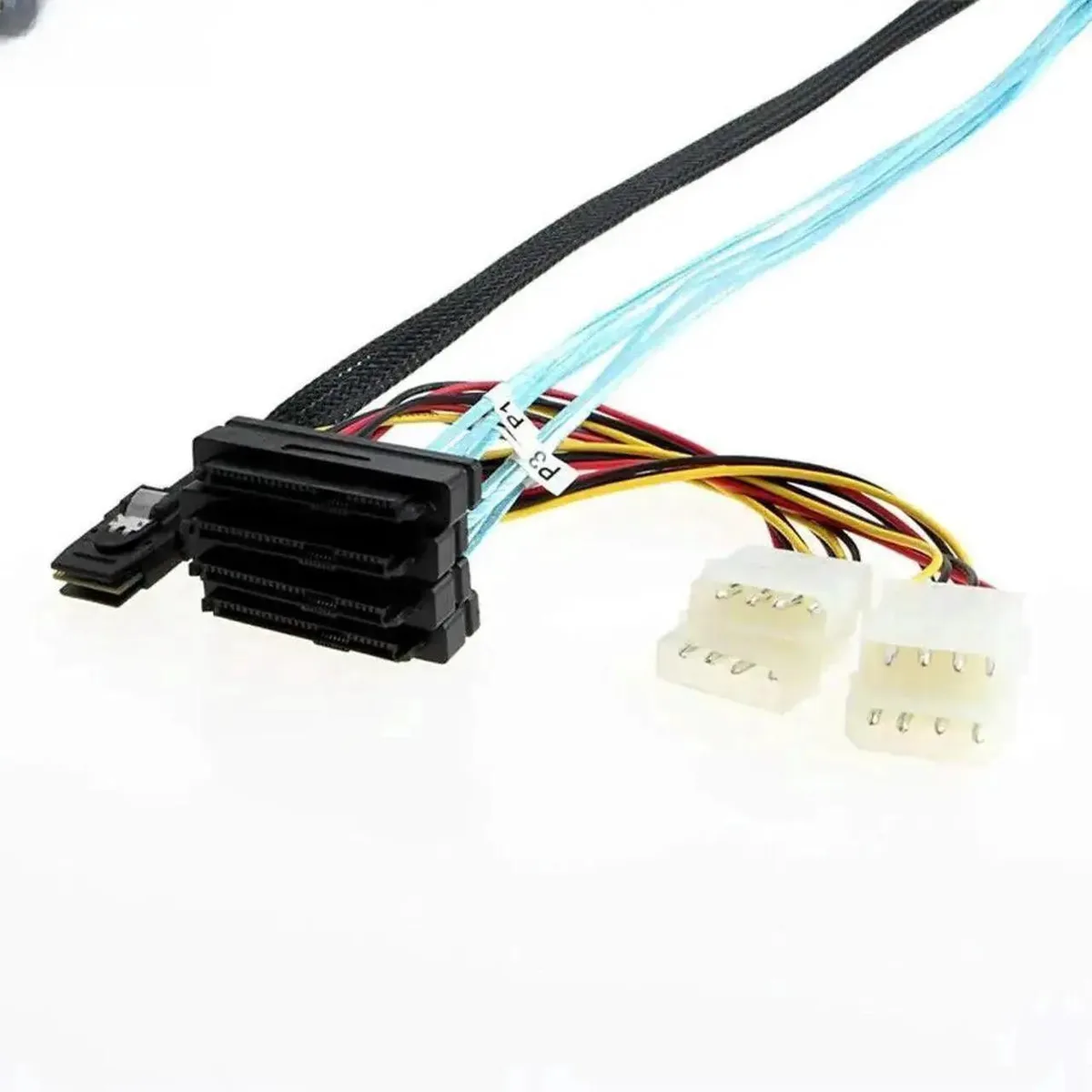 SMUGDESK SMUGDESK Mini SAS SFF8087 to 4Port SFF8482 Breakout Cable with Power Supply 50CM — product photo