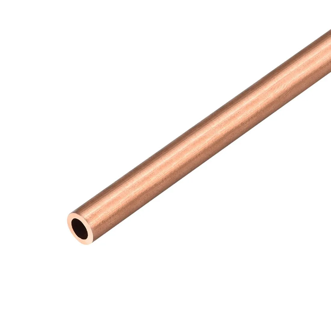 Straight copper tube, shiny metallic finish, 500mm long