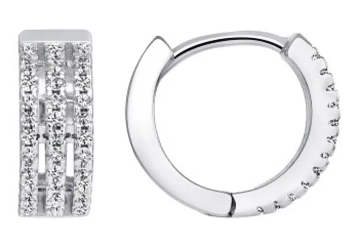 MST MST ES1733W1 925 Sterling Silver 3-Strand Hoop Earrings 10 mm 72 CZ — product photo