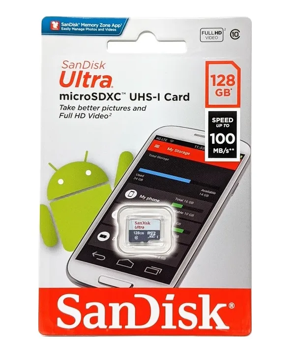 SanDisk SanDisk SDSQUNR-128G-GN6MN DCM 128GB microSDXC memory card — product photo
